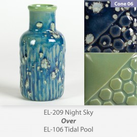Night Sky EL209 over Tidal Pool EL106 Glaze Combination Night Sky EL209 over Tidal Pool EL106 Glaze Combination